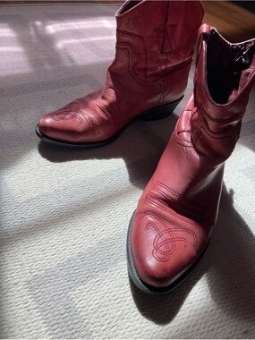 Franco Sarto red leather cowboy ankle boots